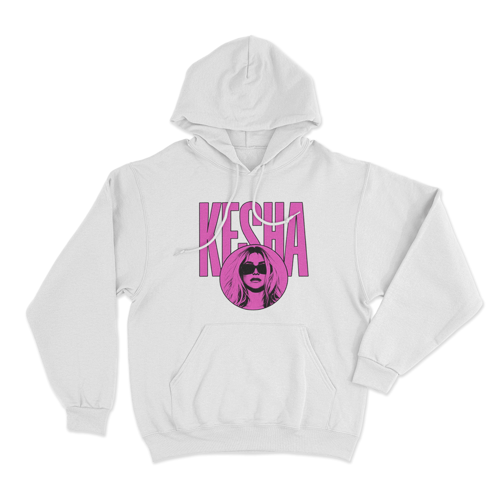 Kesha Pink Portrait Unisex Hoodie White Kesha Pink Portrait Unisex Hoodie White